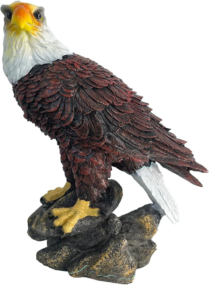 American Eagle Statue Bald Eagle - Large Hand-Painted Resin Garden Sculptures & Statues Outdoor Bird Figurines, Majestic American Freedom 4th of July, Decor for Indoor, Patio, Office, 11β
"