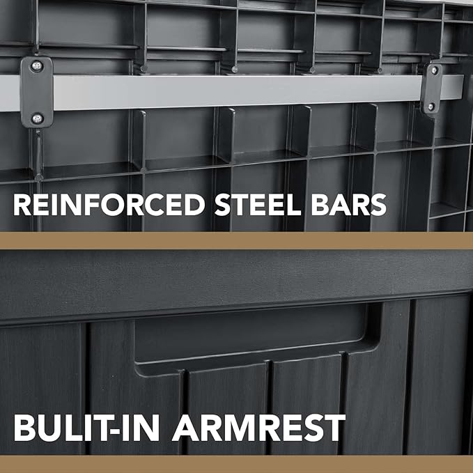 Devoko 120 Gallon Resin Deck Box Waterproof Indoor Outdoor Storage Box Lockable Large Storage Container for Patio Furniture Cushions and Garden Tools