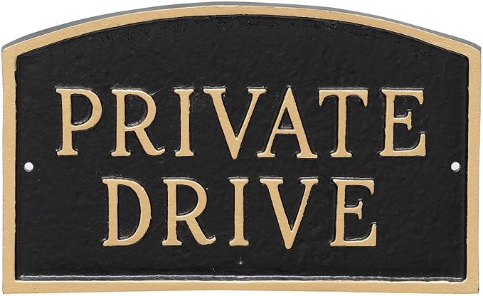 Montague Metal Products SP-12sm-BG Private Drive Arch Statement Plaque, Small, Black and Gold