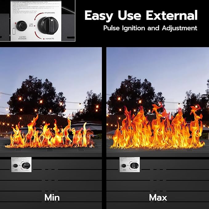 ZAFRO 43 Inch Propane Fire Pit Table for Outside,50,000 BTU Gas Fire Pit Table with Removable Lid,Rain Cover, Rectangle Gas Firepit Table for Garden/Patio