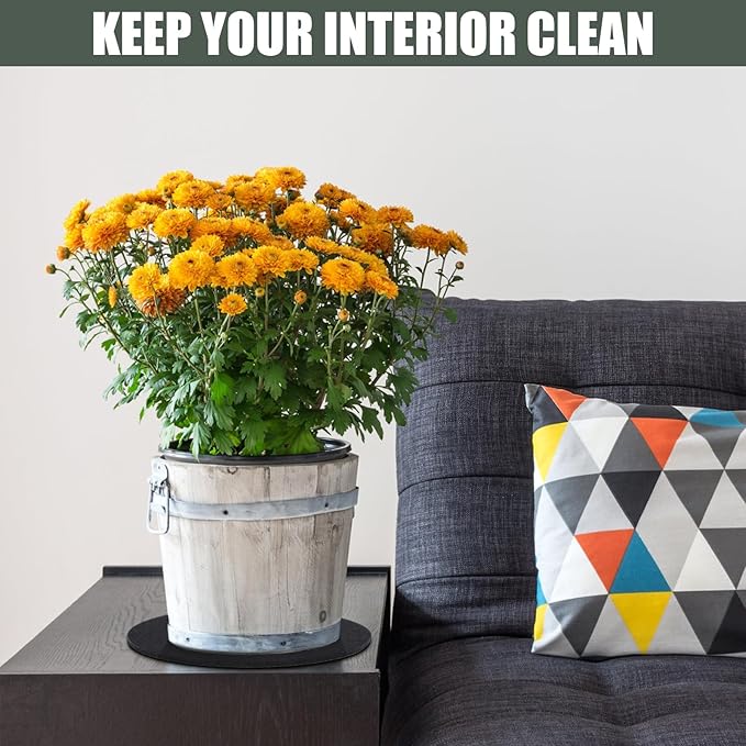 Plant Coaster Mat Reversible(Fabric/Leather),6Pcs Plant Coasters for House Plants Indoor & Outdoor,Household Products Absorbent/Waterproof(8inch)