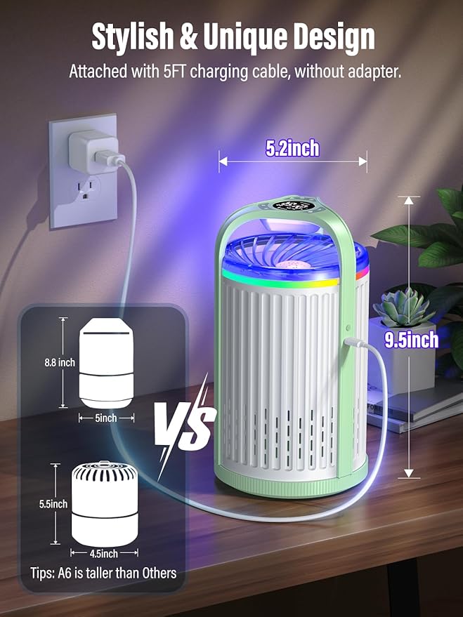 Fruit Fly Traps for Indoors, Smart Fly Trap Indoor Bug Zapper Gnat Traps for House Indoor Plant, Pest Control with 10PCS Refills - Green & White