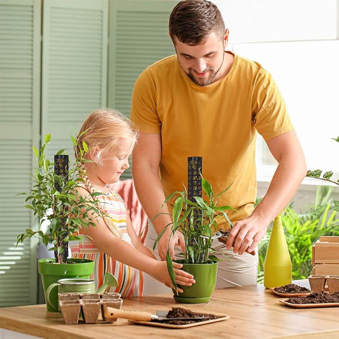 Moss Pole,Small Moss Pole Monstera Plant Support,Plastic Moss Pole for Plants Indoor and Climbing Plants-Mighty Plant Support. (Black,4)