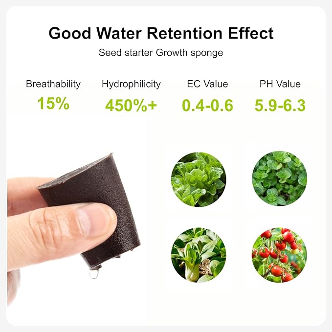 Round Hydroponic Growth Sponge - 50 Pack, Suitable for Indoor Outdoor Hydroponic Gardens, Seed Germination, Vegetable Cultivation, Seedlings & Cuttings