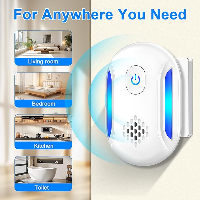 Upgraded Ultrasonic Repellent, 2025 Indoor Ultrasonic Repeller, Electronic Plug in Pest Control for Bugs,Mosquito,Roach, Ant, Rodent, Mouse, Spider Repellent for House, Warehouse, Garage (6)