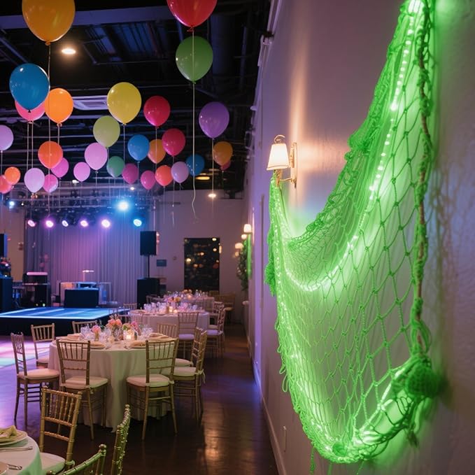 2 Pack Fish Net Decorations for Party,Natural Cotton Hawaiian Party Fishing Net Decorative, Nautical Themed Cotton Fishnet Under The Sea Pirate Ocean Beach Decor