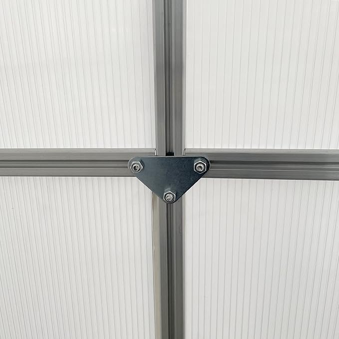 Outsunny 6' x 6' x 6.5' Polycarbonate Greenhouse with Adjustable Roof Vent, Walk-in Heavy Duty Green House Kit with Aluminum Frame, Sliding Door and Rain Gutter for Winter, Silver