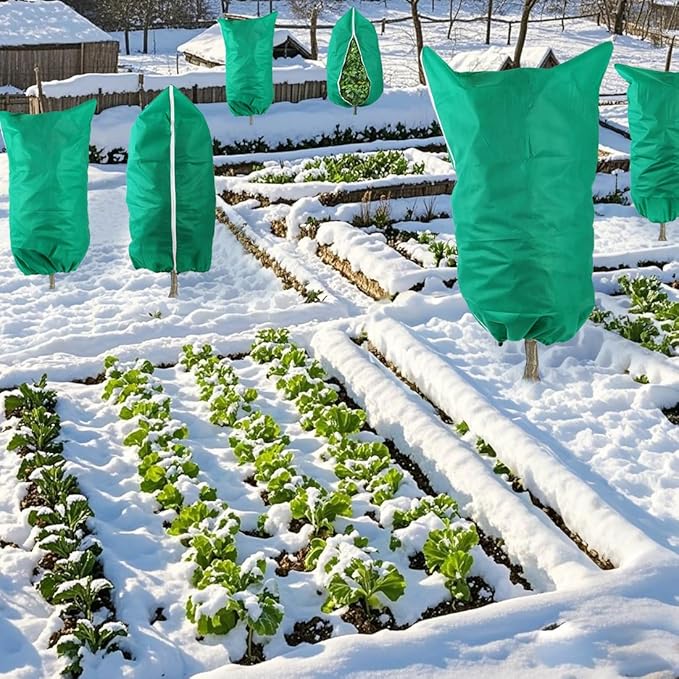 Plant Covers Freeze Protection 2-Pack, Frost Covers with Zipper Drawstring, Outdoor Winter Frost Cold Weather Shrubs Trees Jacket Covers (47.3" x 70.9",Green)