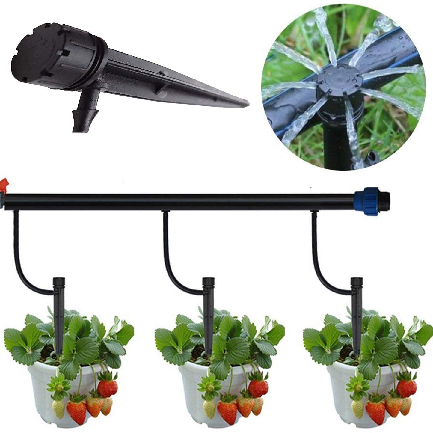 Set of 100 Drip Emitters Perfect for 4mm / 7mm Tube, Adjustable 360 Degree Water Flow Drip Irrigation System for Watering System.