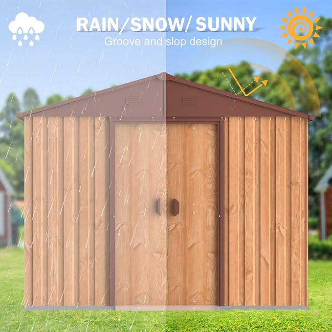 Outdoor Storage Sheds 10X8X6 FT Metal Shed with Sliding Door and Air Vents for Garden, Backyard, and Patio