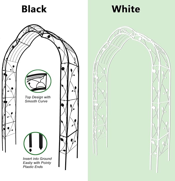 Metal Garden Arch 98.4" H Garden Arbor Trellis Climbing Plants Support Rose Arch Outdoor Lawn Wedding Party Events Archway Off White