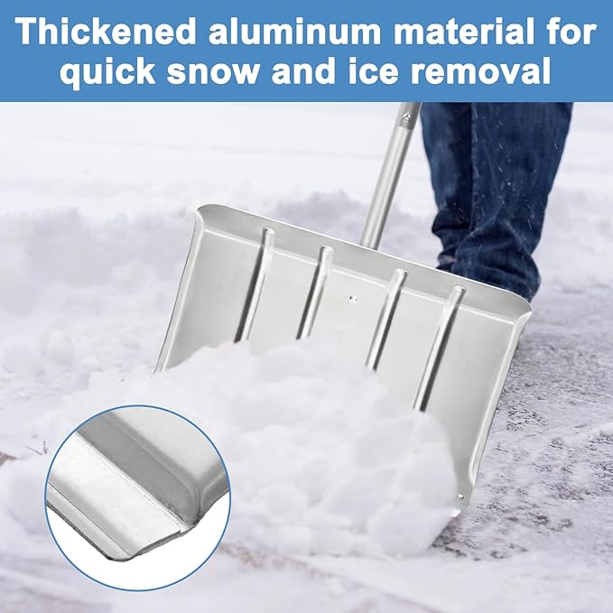 Aluminum Snow Shovel - Heavy-Duty Metal Shovel with D Handle,55.1 Inch Snow Shovel for Driveway,Mulch Shovel for Clear Snow from Streets, Garages and Factories