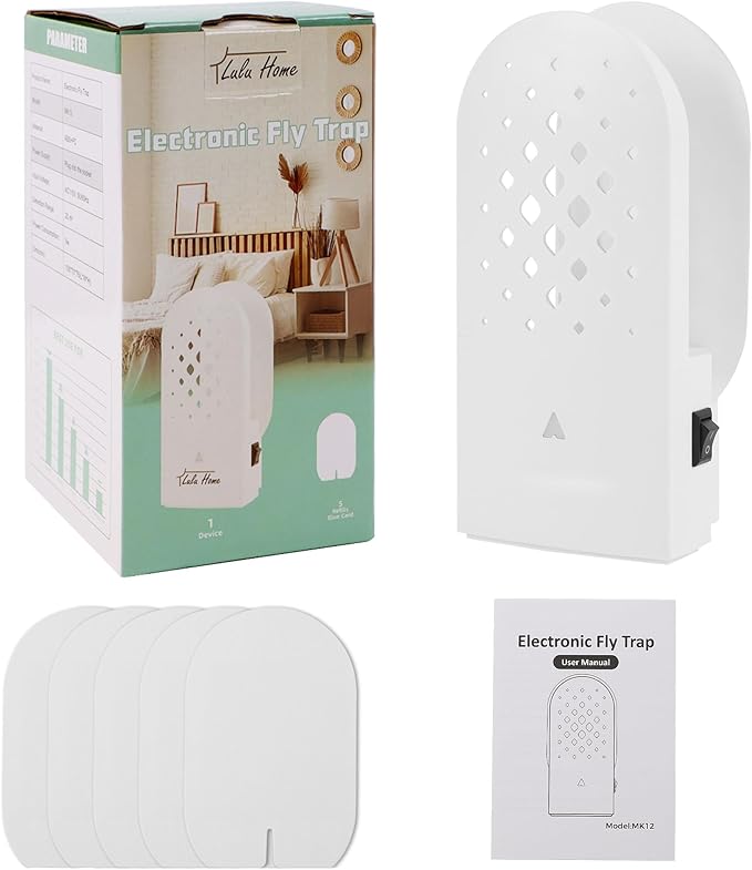 Lulu Home Flying Insect Trap Indoor, 365nm Plug-in Bug Light Catcher with 5 Reversible Sticky Pads for Mosquitos, Moths, Fruit Flies, Gnats - Fly Insect Trap for Home & Office