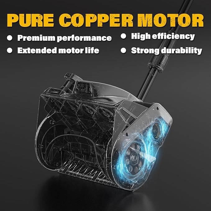 Cordless Snow Shovel, 12-Inch 20V Electric Snow Shovels, Snow Shovel for Driveway with Directional Plate and Adjustable Front Handle, Equipped with LED lights, 4.0Ah Battery and Quick Charger Included