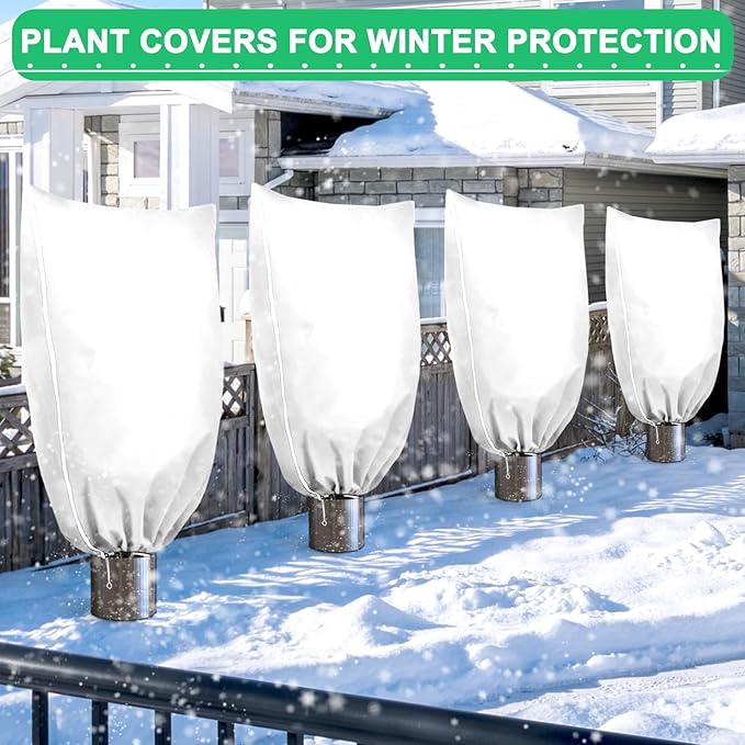 DQS 4 Pack Plant Covers Freeze Protection, 47.2" x70.8" Winter Frost Protection Blankets Frost Cloth,Suitable for Outdoor Winter Frost, Cold Weather, shrubs, Trees, Jackets, and coverings