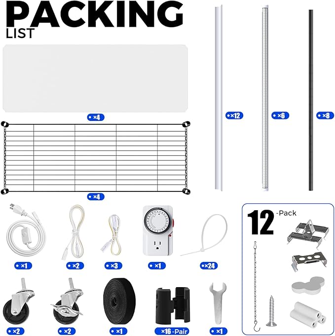 Barrina CX5 Plant Stand with Grow Lights for Indoor Plants, 4-Tier Plant Shelf with T8 3FT 30W(Per Light) Full Spectrum Grow Light for Seed Starting, Succulent, Settable Timer Socket 35.4"x13.8"x59"