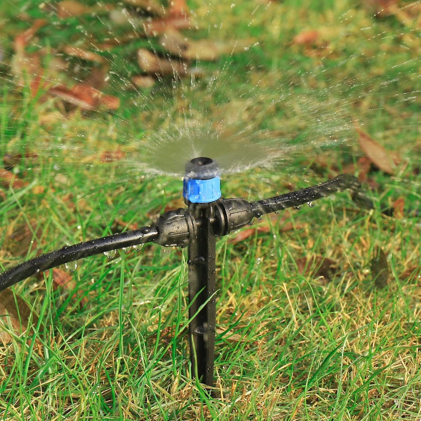 25 Pcs Drip Irrigation Fan Emitter for 1/4" Irrigation Tubing, Adjustable Water Flow Irrigation Spary Dripper with Stake Drip Micro Drip Irrigation Sprayer Emitter for Irrigation Watering System