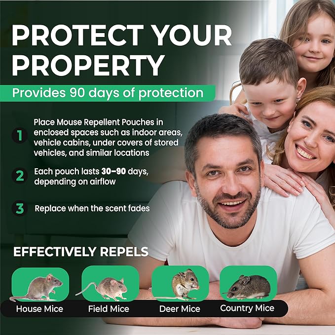 Cousin Carl’s Natural Mouse Repellent Pouches – Plant-Based Pest Control Formula (6-Pack)