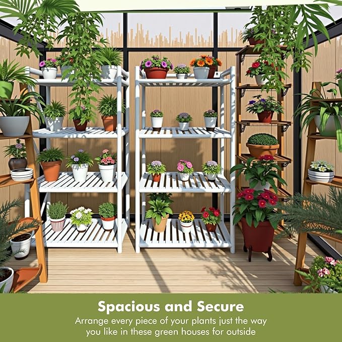 4x6FT Outdoor Greenhouse, Polycarbonate Green House, Small Walk-in Greenhouse with Vented Roof Window, Windproof Aluminum Frame with Quick-Installation Structure, Suitable for Gardening