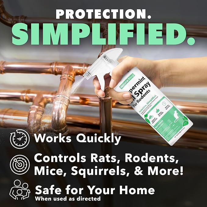 Peppermint Oil Spray for Rodents, Repellent for Indoor & Outdoor Use, 16 oz (475mL)