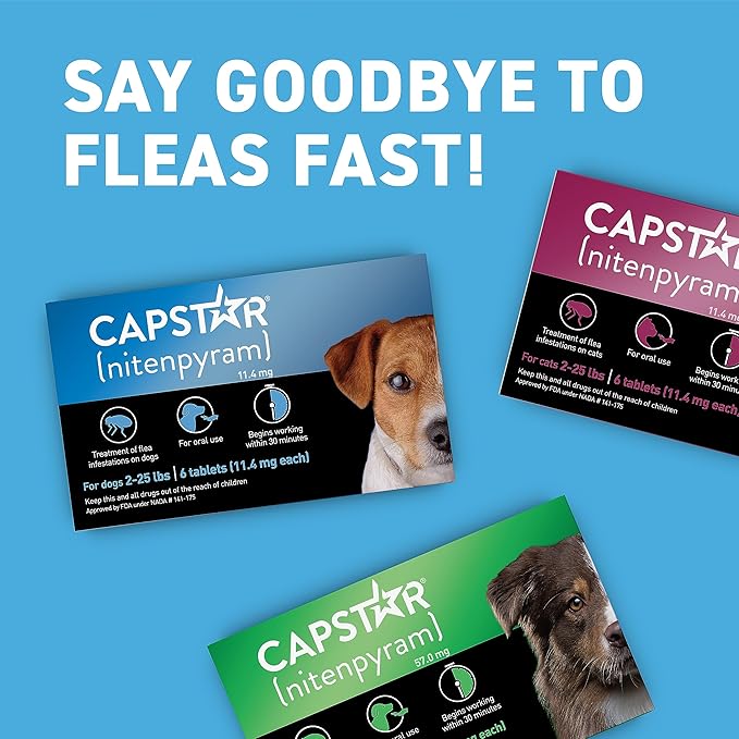 Capstar(nitenpyram) for Dogs Fast-Acting Oral Flea Treatment for Dogs 2-25 lbs, Vet-Recommended Medication Tablets Start Killing in 30 Minutes, 12 Doses