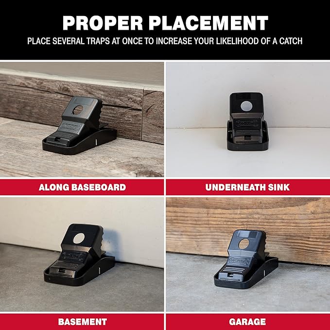 Catchmaster Snapper Mouse Traps 6-Pk, Mouse Traps Indoor for Home, Reusable Rodent Killer for House, Outdoor Critter Catcher, Eco Friendly Pest Control for Garage, Basement, & Kitchen