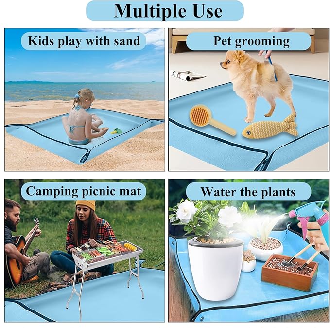 59" x 39" Extra Large Plant Repotting Mat, Foldable Gardening Mat for Indoor, Transplanting Houseplants, Pot Out, Mix Soil and Mess Control, Gardening Gifts for Women Men Plant Lover(Blue)