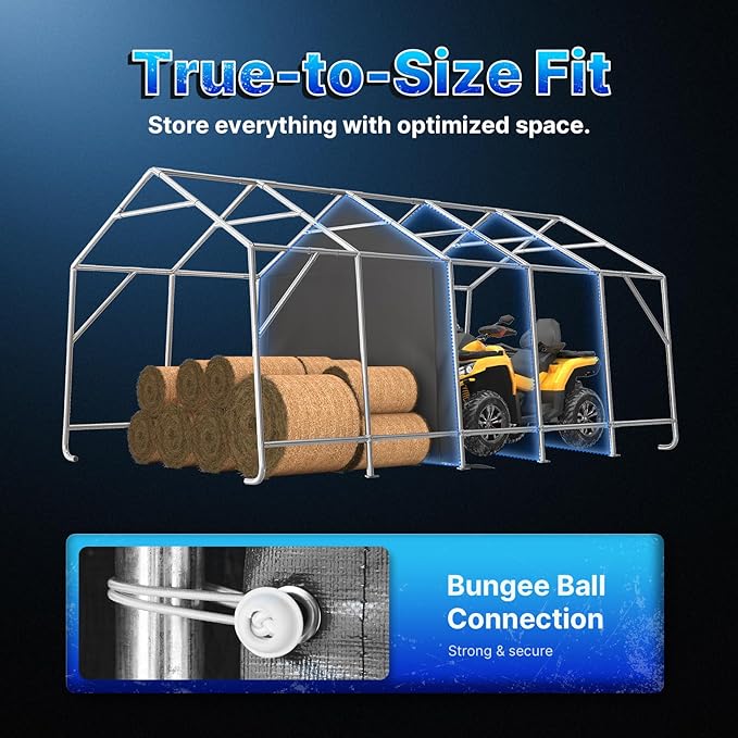 ADVANCE OUTDOOR 13x20 ft Carport 2 Roll up Doors & Vents Outdoor Portable Storage Shelter Garage Tent for Vehicle Boat Truck Anti-UV Snow Resistant Waterproof, Gray