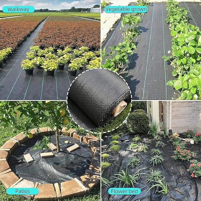 6.5ft x 330ft Premium Weed Barrier Landscape Fabric, 3.2oz Heavy Duty, Weed Control Fabric, High Permeability Good for Flower Bed, Driveway Fabric Ground Cover