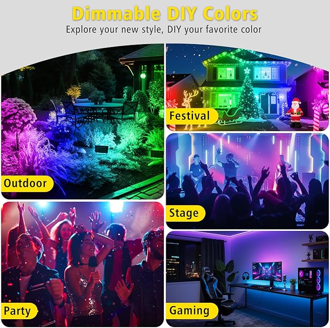 T-SUN RGB Flood Lights Outdoor, 1000W Equivalent Color Changing Landscape LED Light with APP & WiFi & Remote Control, Waterproof Floodlight with 16 Million Colors, Timing, Music Sync (100W-4Pack)