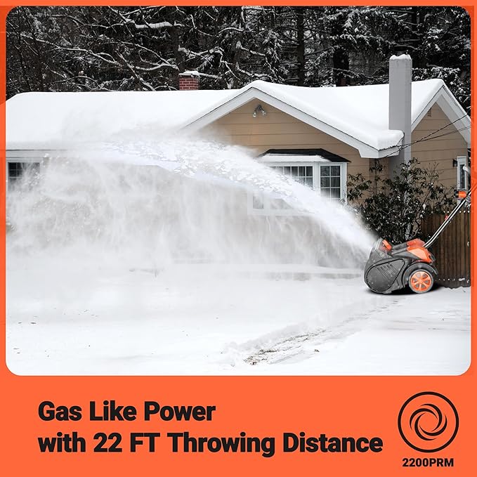 VOLTASK 48V Cordless Snow Shovel with Wheels, 15.7-Inch Brushless Cordless Snow Blower, 4-Ah Battery Snow Blower with Directional Plate & LED Lights (2 * 24V Battery & Dual Quick Charger Included)