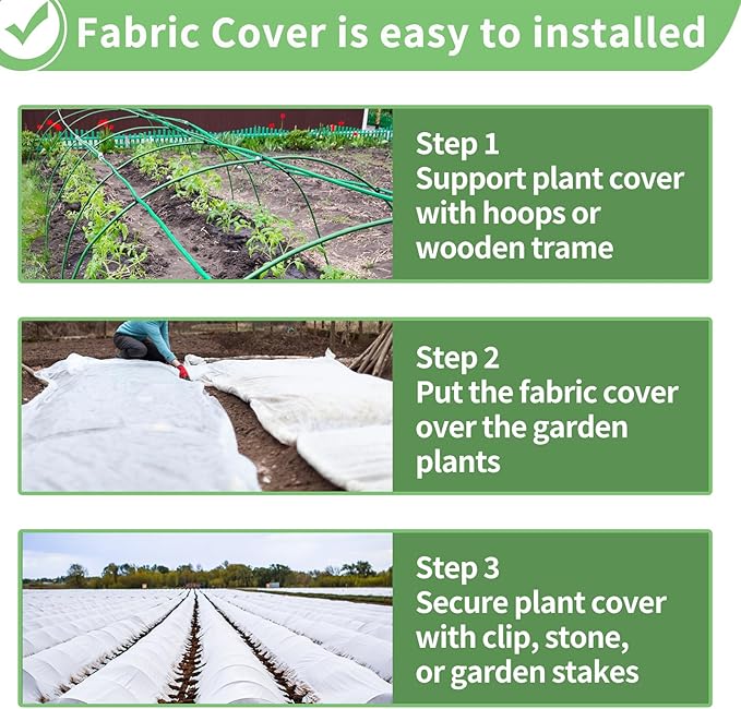 SPORTYOUTH Plant Covers Freeze Protection 10 x 50 FT 1.2 oz/yd² Frost Cloth Blankets Large Thicker Garden Floating Row Cover Fabric for Outdoor Plants Winter Cold Fruits Pests Protection, White