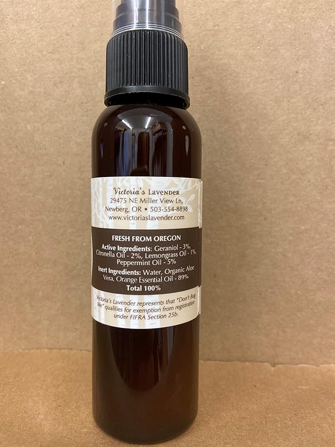 Victoria's Lavender Organic Don’t Bug Me Insect Spray DEET-Free, Made with Plant Based Essential Oils & Aloe Vera - Made in The USA - (2 Fl Oz Plus 4 Fl Oz)