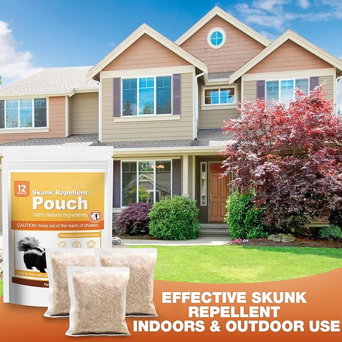 12 Pack Skunk Repellent Outdoor, High-Strengthen Peppermint Skunk Repellent Pouches Humane Drive Away Skunk, Rodent, Squirrel, Mouse, Mole from Yard Garden Lawn, Skunk Deterrent Outdoor