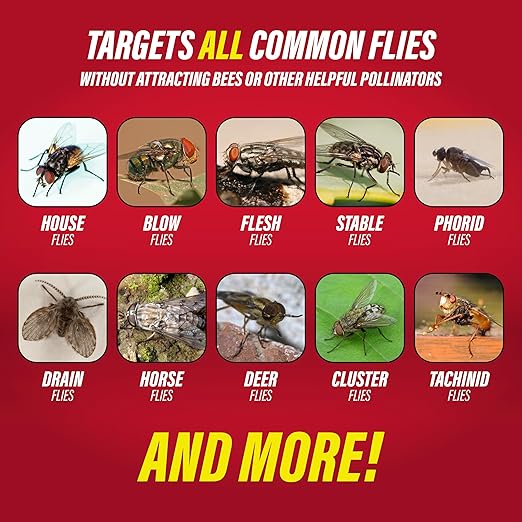 Catchmaster Reusable Fly Trap Outdoor Jar Refill 3-Pack Bait, Bug Catcher and Flying Insect Trap Natural Attractant Refill for Pest Control, Pet Safe, Bulk Fly Traps Bait