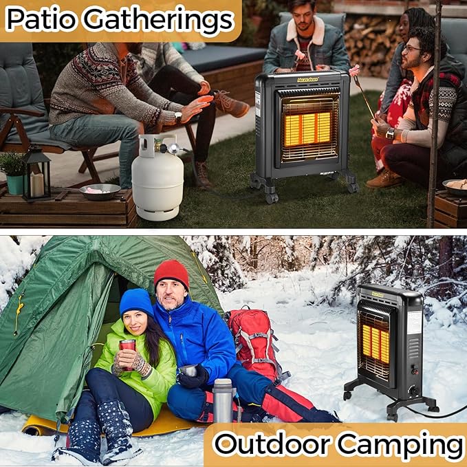 15000 BTU Propane Heater Indoor and Outdoor use, 3 Heating Mode Propane LP Gas Heater with ODS & Tip-Over Protection, Portable buddy heater for Garage, Camping, Yards, Patio