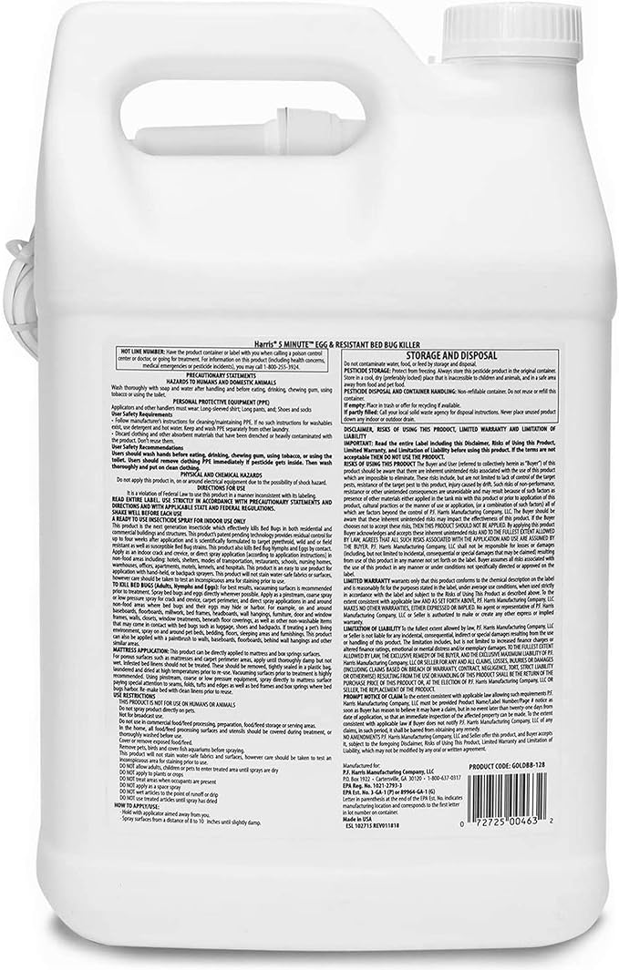 Harris 5 Minute Bed Bug Killer, Odorless & Non Staining Formula (128oz)
