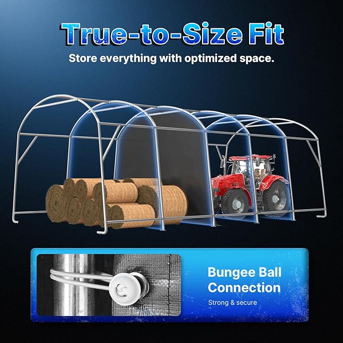 ADVANCE OUTDOOR 13x20 ft Large Space Garage Tent Carports with 2 Roll up Doors & Vents Outdoor Portable Storage Shelter for Vehicle Truck Boat Anti-UV Snow Resistant Waterproof, Gray