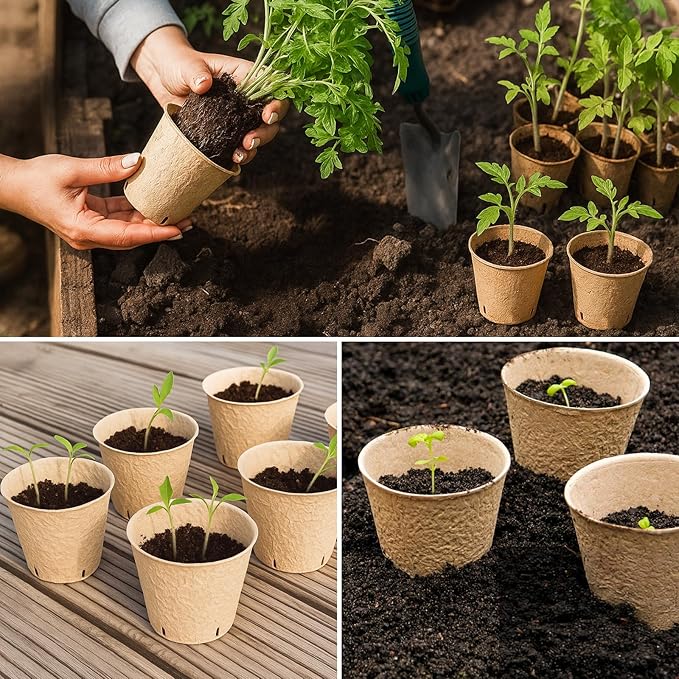 120 Packs 3.15 Inch Peat Pots, Biodegradable Pots for Seedlings with Drainage Holes, Herb Seed Starter