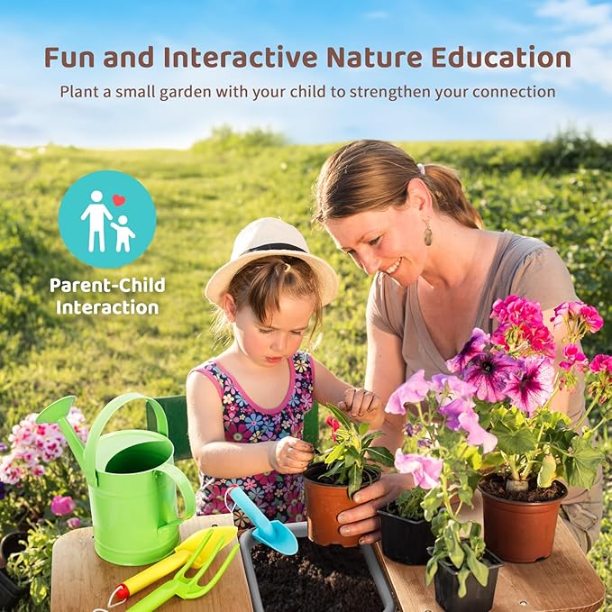 OOOK Potting Bench with Removable Sink, Potting Benches for Outside, Mud Kitchen for Kids Outdoor with Gardening Tools, Watering Can, Flower Pot, Ideal Gift for Boys and Girls 3+, Solid Fir Wood