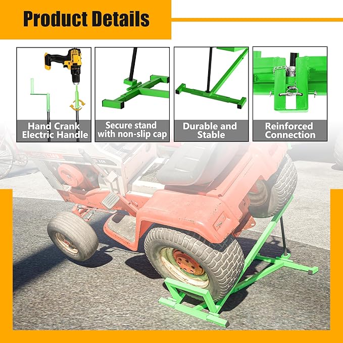 Riding Lawn Mower Lift Jack Lawn Mower Jack Lift with 880 Lbs Weight Capacity Telescopic Maintenance Jack for Lawn mowers and Garden Tractors Green