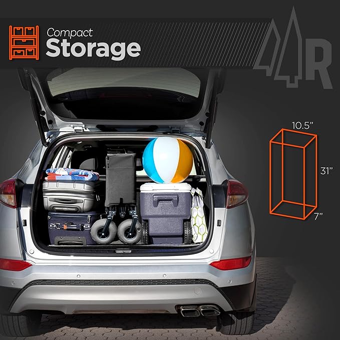 Beach Wagon with Big Wheels for Sand - All Terrain Steel Frame Utility Cart with 9" Pneumatic Tires, Collapsible Folding Design (Sand Warrior RX800 Black)