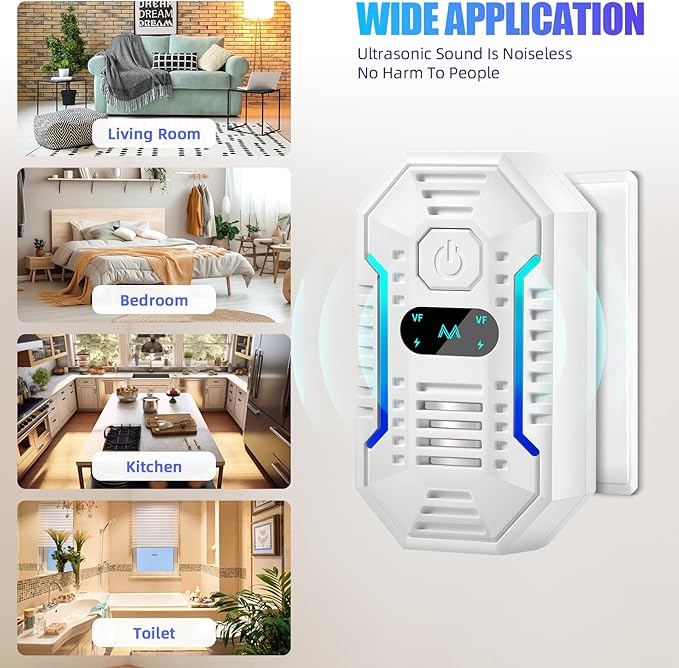 2025 Upgraded Ultrasonic Pest Repellent Indoor Insect Repeller,Pest Control,Repellent Roach,Mouse,Spider,Bugs,Mosquito,Mice,Ant, 6 Packs Rodent Repellent Ultrasonic Plug in,Family and Pets Friendly