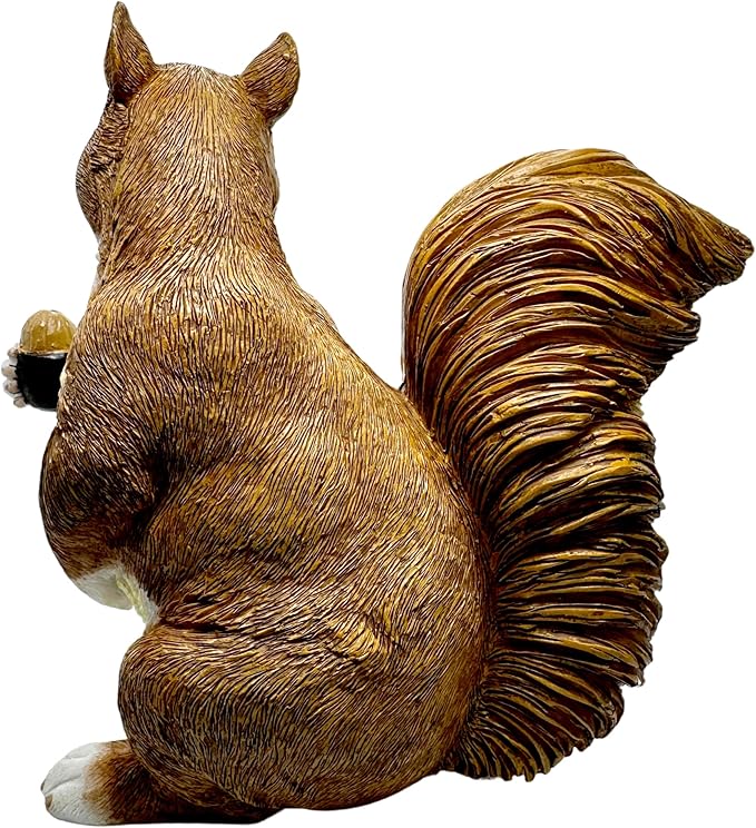 Garden Decor Polyresin Squirrel Statue with Acorn Statue - Charming Outdoor Decoration Ornament for Patio, Lawn, or Yard - Ideal for Garden Decor Enthusiasts and Nature Lovers