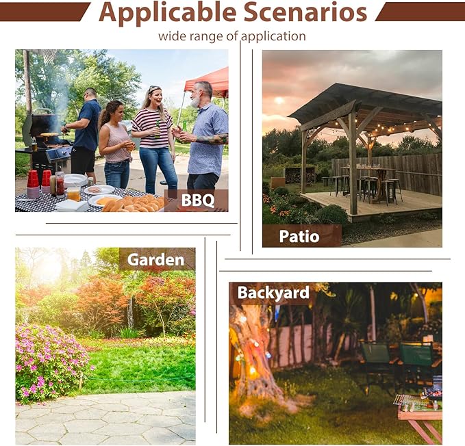 8-Person Round Wooden Picnic Table with Seat, Outdoor Camping Dining Table with 4 Built-in Benches, Brown