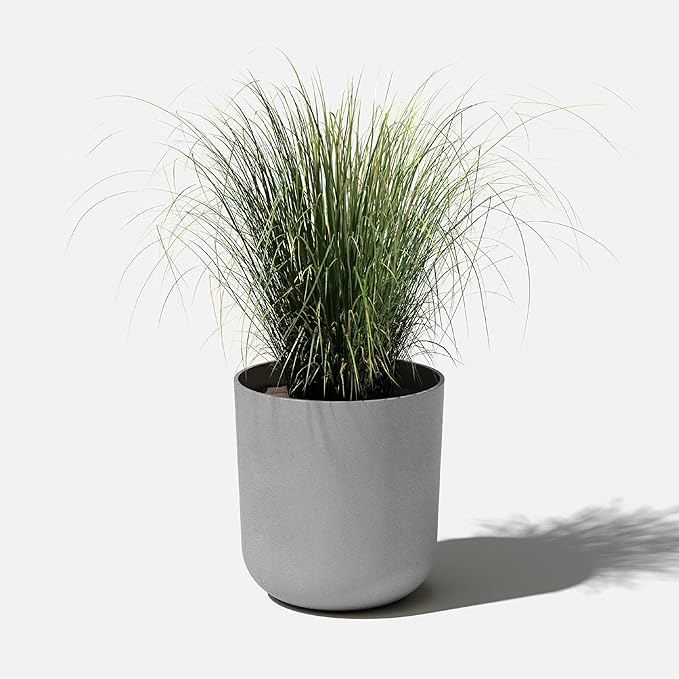 Veradek Mason Series Lima Planter - Round Planter for Indoor or Outdoor Porch/Garden | Made from Plastic-Stone Composite with Drainage Holes | Modern Décor for Succulents, Flowers, Small Plants