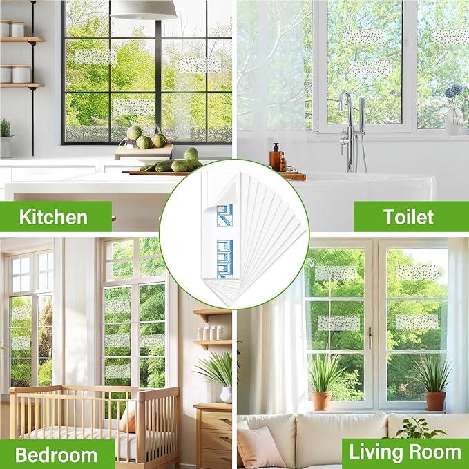 60 Pack Window Fly Traps, Window Sticky Traps, Sticky Non-Toxic Clear Fly Paper Indoor for Home