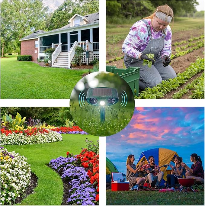 Solar Animal Repeller Cat Repellent 2pk Animal Deterrent Devices, Solar Powered Animal Repellent Waterproof Outdoor Repels Cat, Dog, Fox, Derrent, Rat, etc (DK)