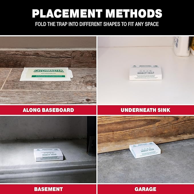 Catchmaster Crawling Pest & Insect Glue Traps 12-Count (3 Packs of 4), Insect Traps Indoor for Home, Pest Control Glue Boards, Adhesive Tray for Bugs, Spiders, Crickets, Roaches, & Ants