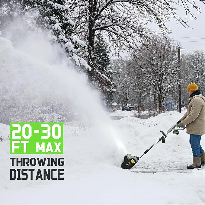 13-Inch Brushless Cordless Snow Shovel, 20V Electric Snow Shovel with 4.0 Ah Battery and Charger, Battery Powered Cordless Snow Blower for Driveway,Steps, Patio, Sidewalk Snow Removal